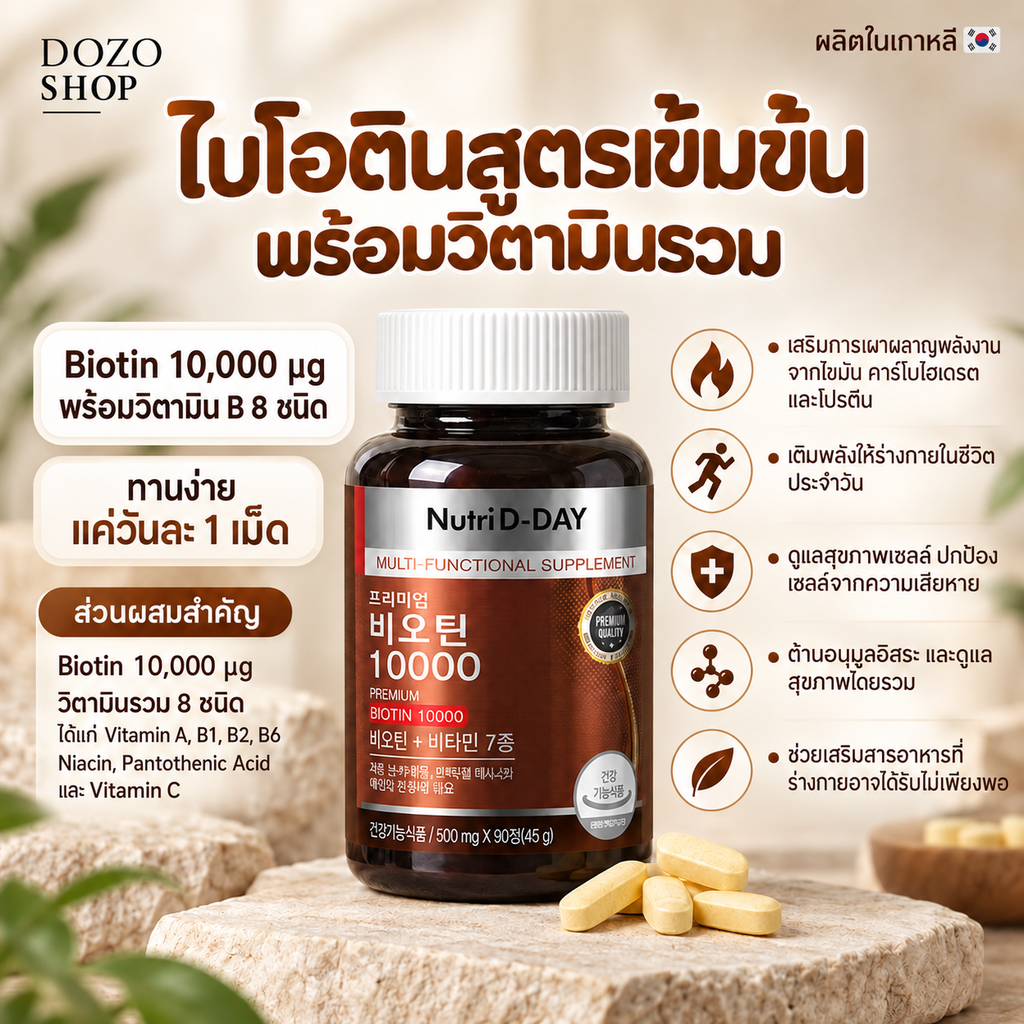 Nutri D-DAY Premium Biotin 10000 – 90 tabletter