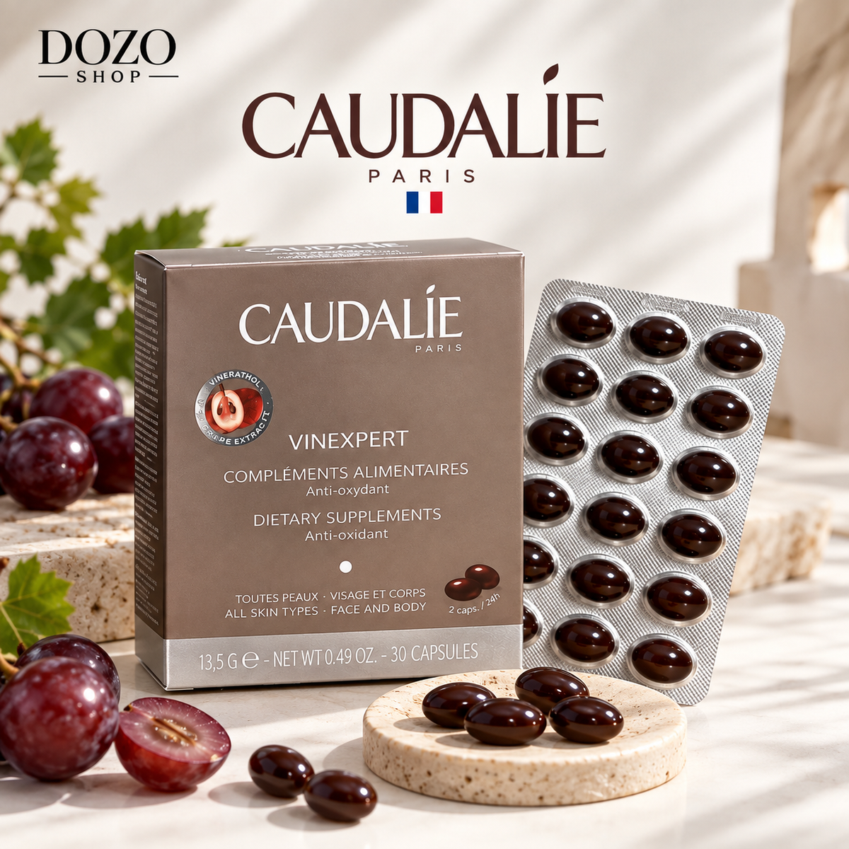 Caudalie Vinexpert – Kosttilskudd, 30 kapsler