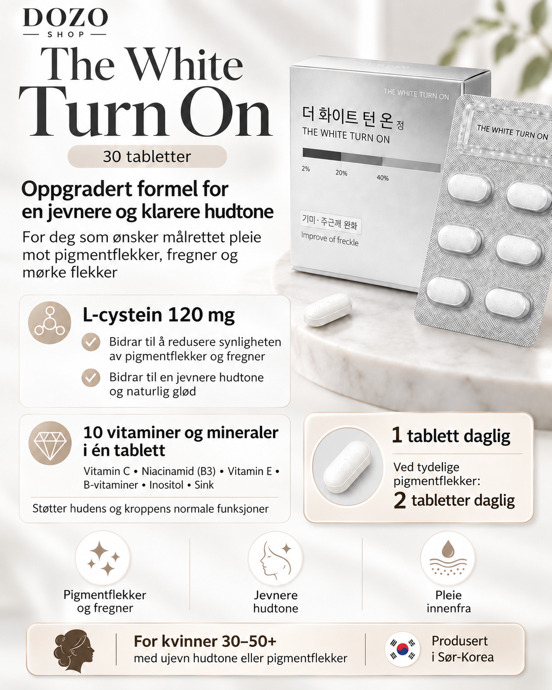 THE WHITE TURN ON – 30 tabletter