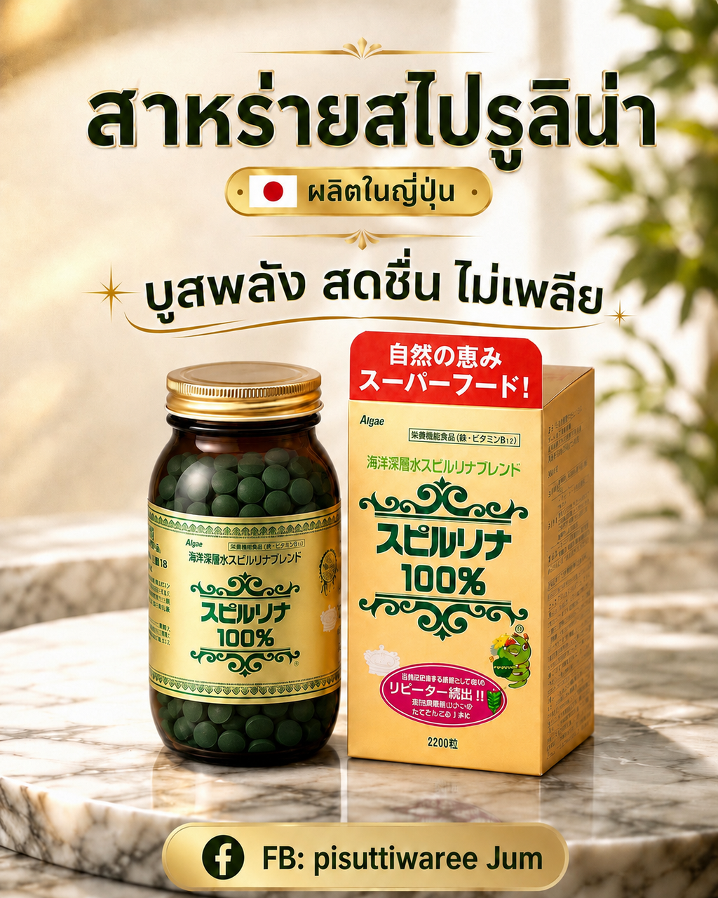 Japan Algae Spirulina 100 % – 2 200 tabletter